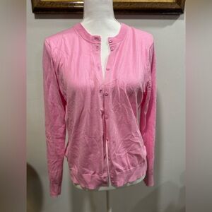 J. Crew women's cardigan sweater pink Large 100% cotton long sleeve workwear EUC